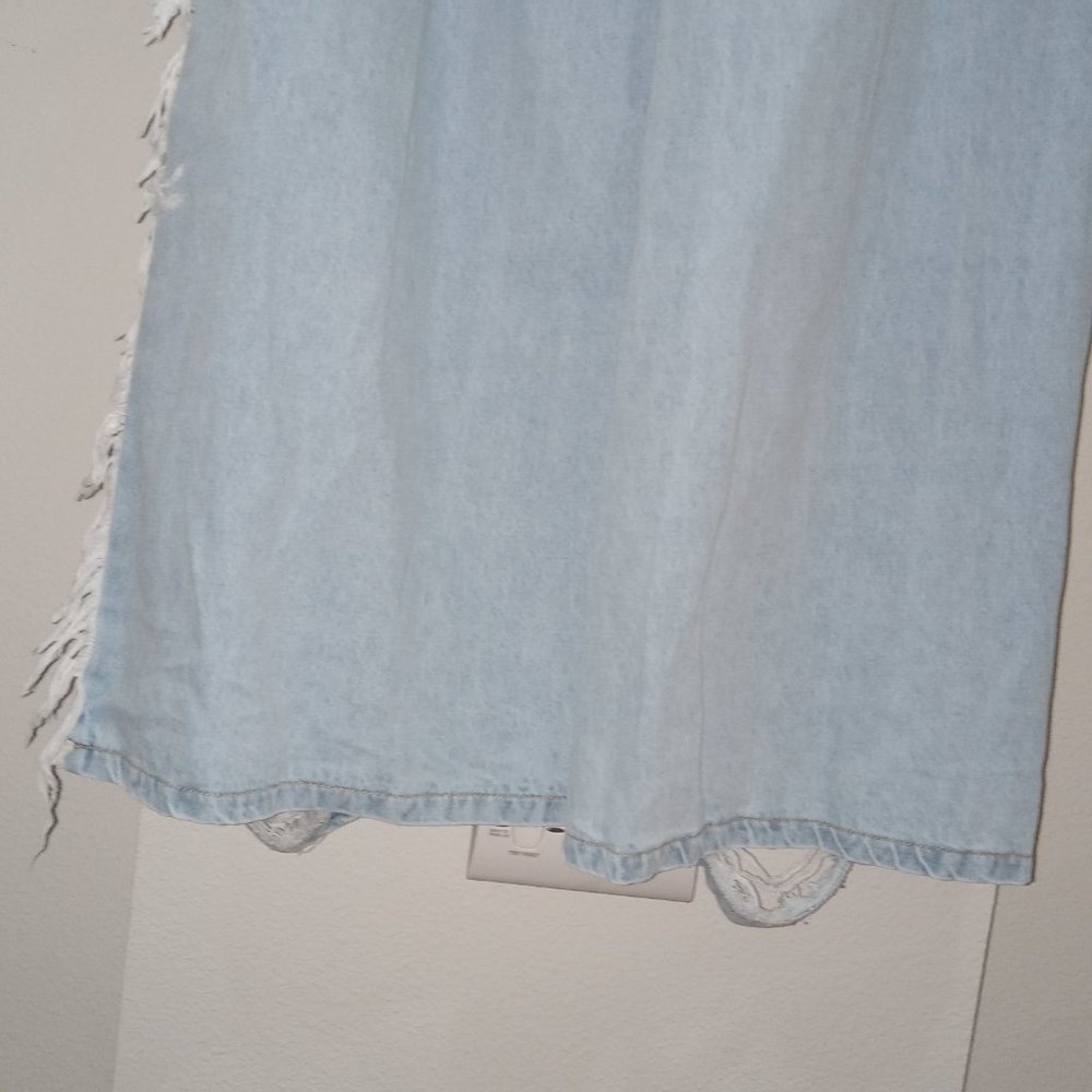 Light blue denim jends with distressed front and french - Picture 3 of 9